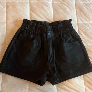 KanCan high rise leather paper bag shorts